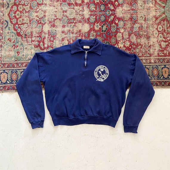 Vintage 1950s/1960s Navy Blue Yacht Club Sweatshi… - image 1