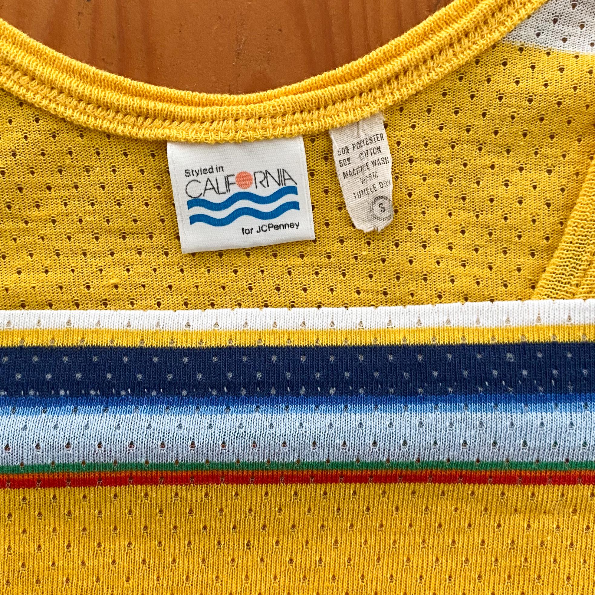 ヴィンテージ 70年代 “JC Penney” ストライプ イエロー メッシュ 