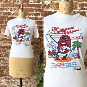 Vintage 1987 California Raisins Grapevine Tour T-Shirt - 80s California Raisins Promo Tee - Single Stitch 50/50 - XS/Small 16.5" x 22" Short