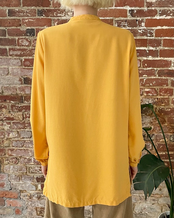 Vintage 1990s Sunshine Yellow Silk Tunic Blouse -… - image 6