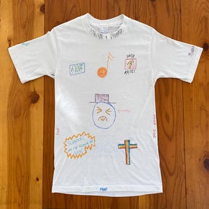 Vintage 80-tals Annes handritade senior-T-shirt - Enkelsöm - XSmall/Liten 40 x 61 cm bild 5