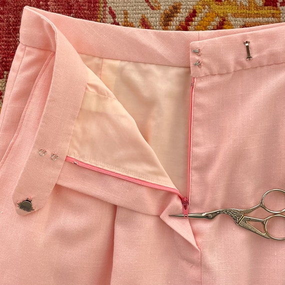 Vintage 1970s Pink Rayon Knit Slacks - 70s Light … - image 9