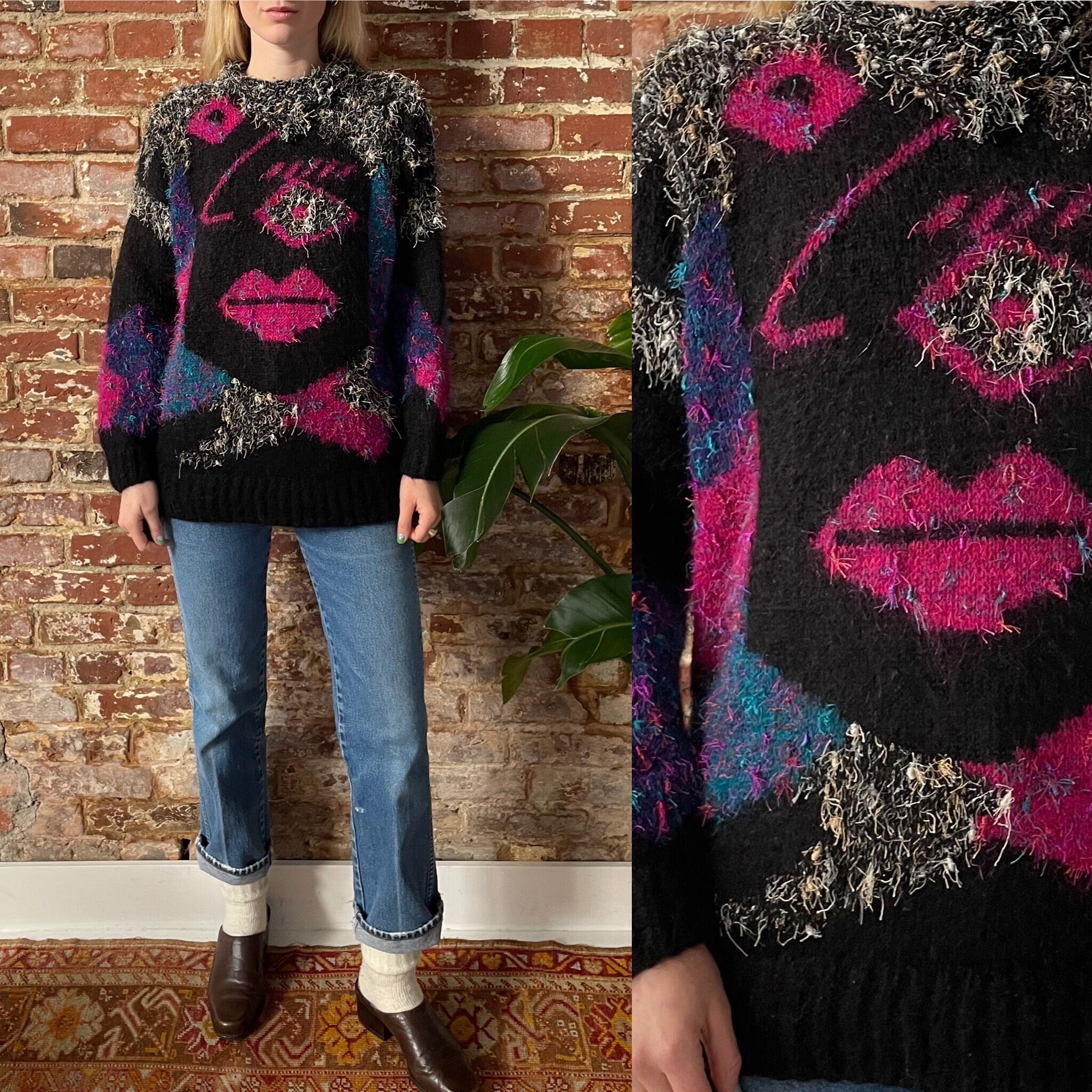 Eyelash Yarn Sweater - Etsy
