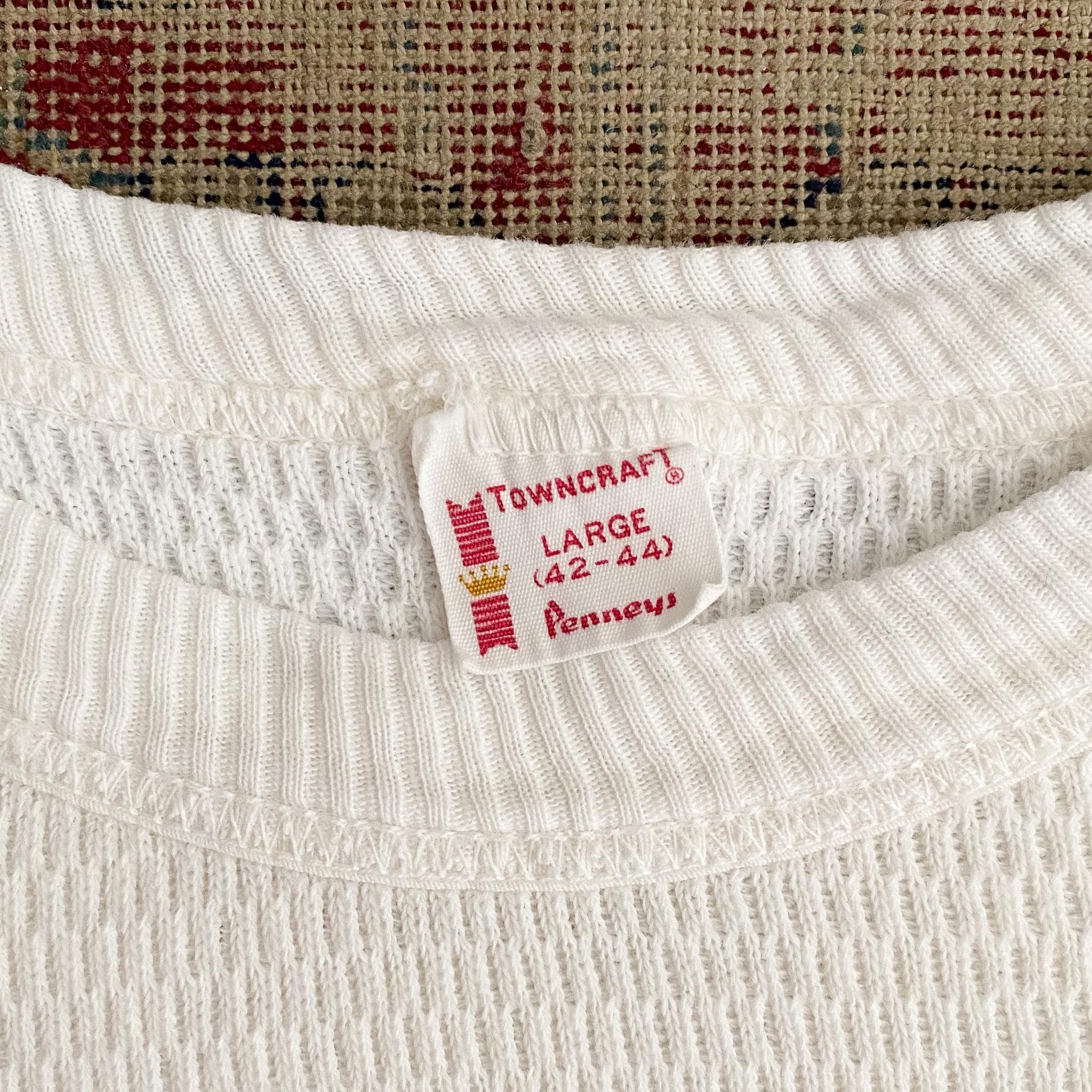 Vintage 1960s Penney's Towncraft White Waffle - 60s