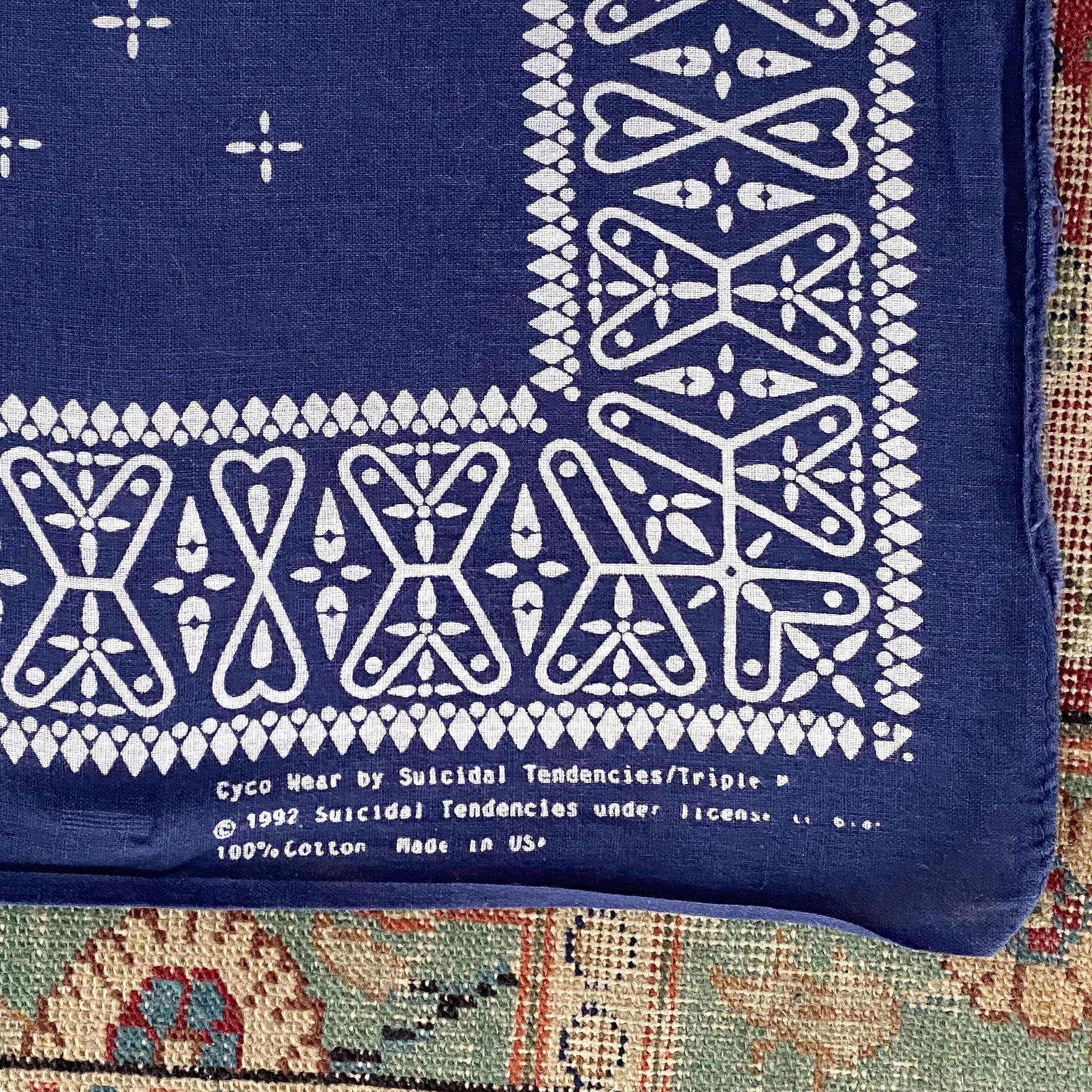 Vintage 1992 Suicidal Tendencies Indigo Cotton Bandana - Made in