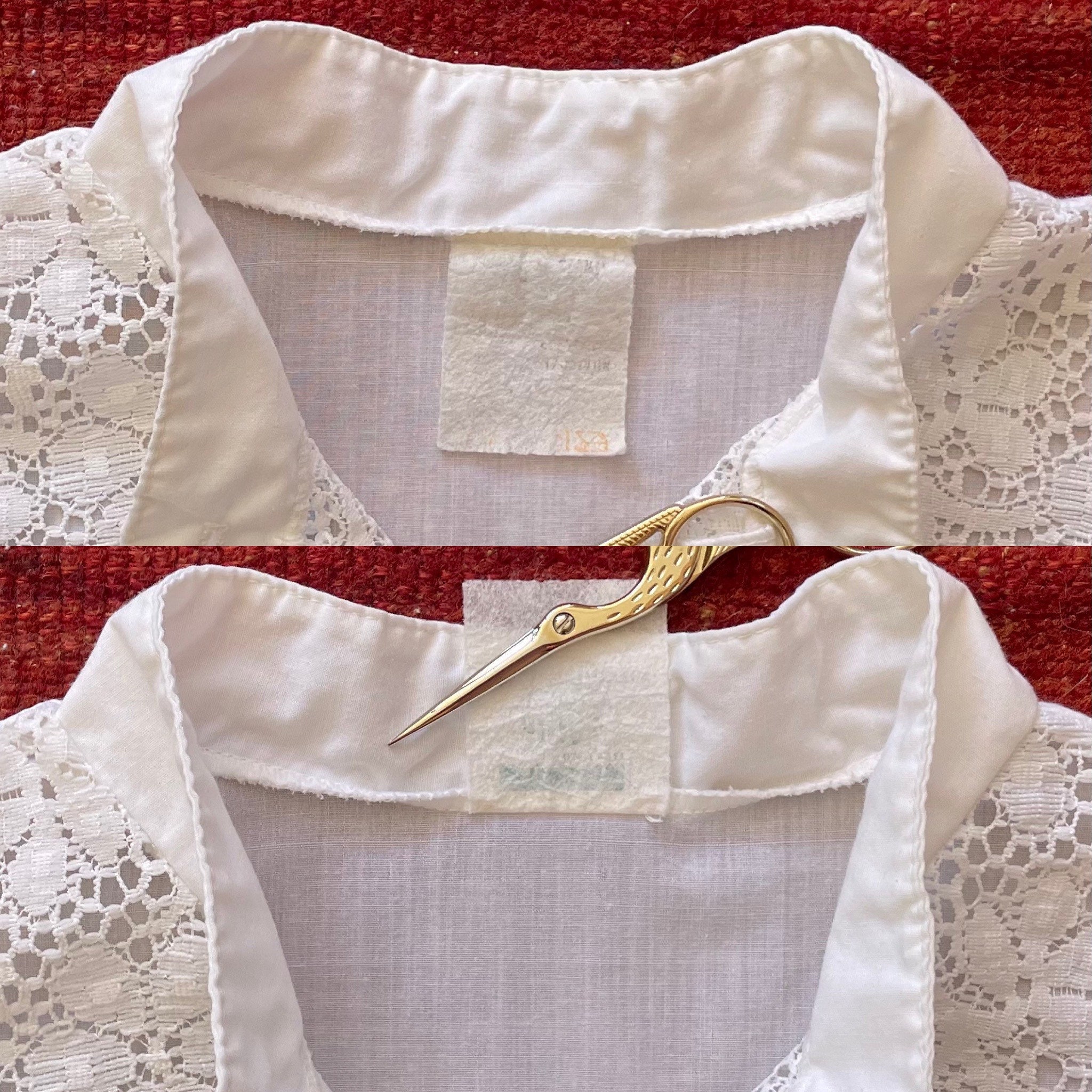 Vintage 1970s White Ruffle Lace Yolk High Neck Western Vintage 1970s White Ruffle Lace Yolk High Neck Western