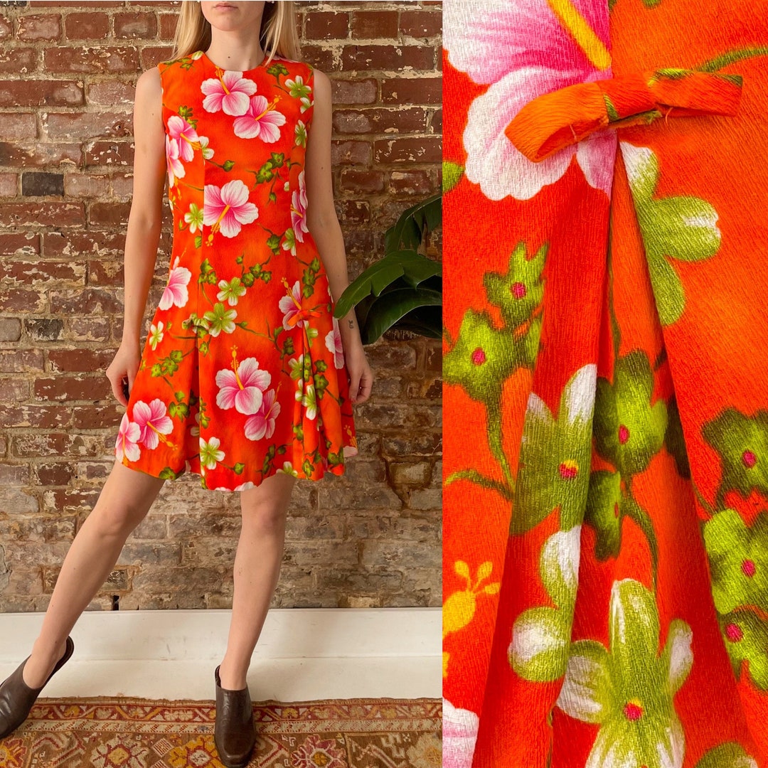 ワンピース VINTAGE LIKE SHEER FLOWER DRESS Vintage 70s Psychedelic Floral Maxi Dress, Sheer Long