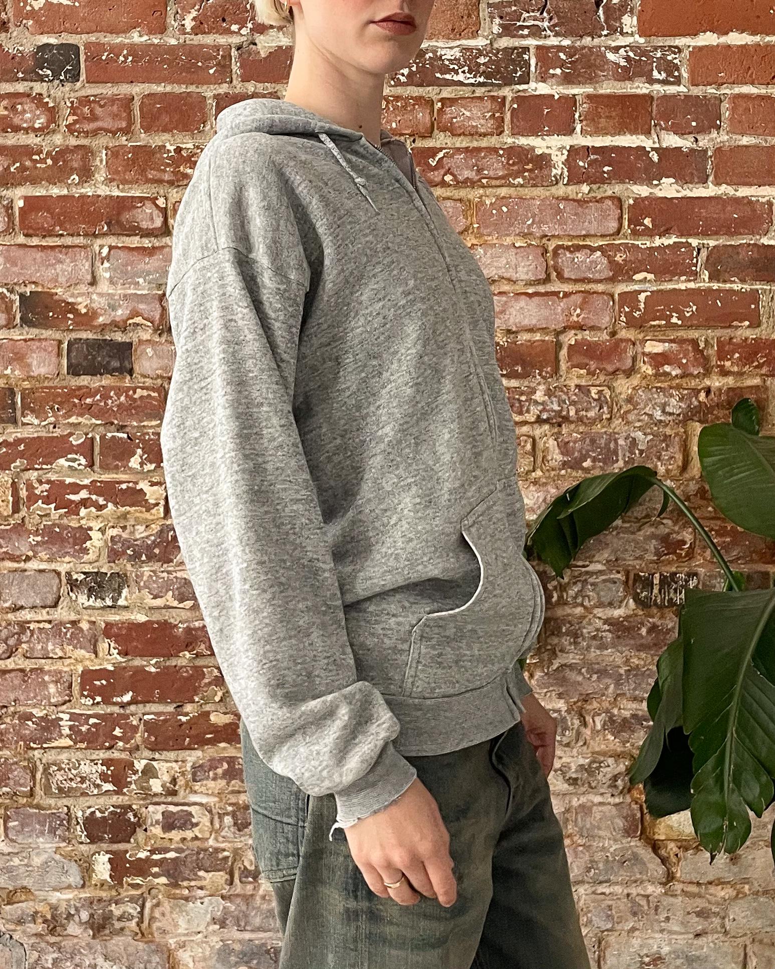 Vintage 1980s Heather Grey Playboy Patch Zip up Hoodie - Medium