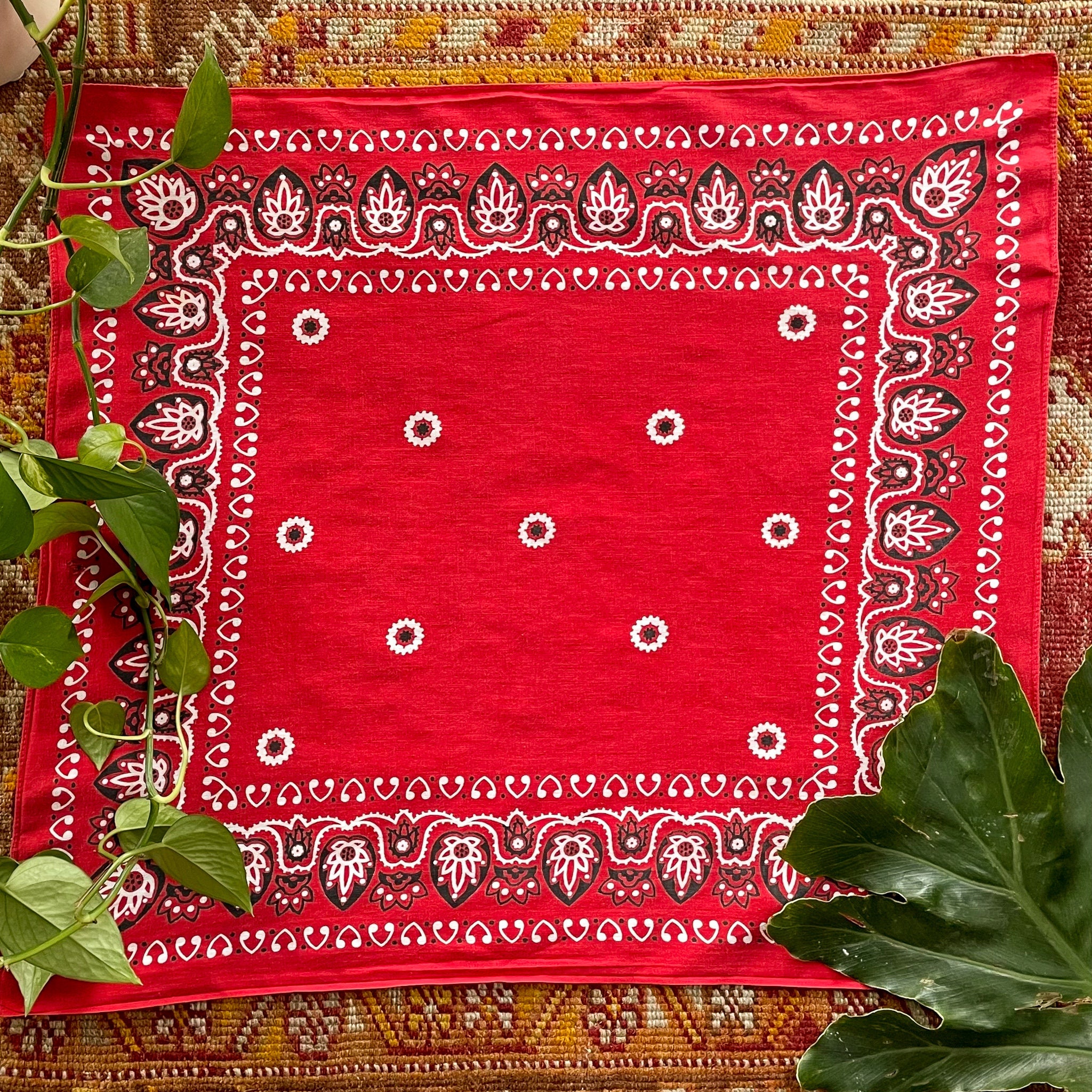 Vintage 1940s Trunk Down Fast Color Bandana - Super Soft Worn