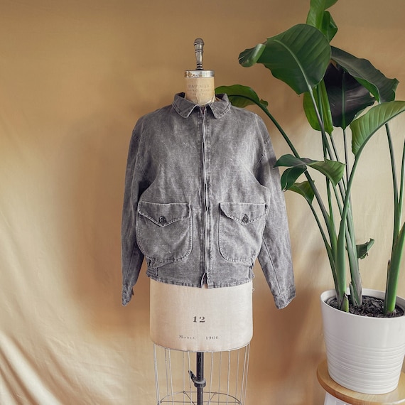 Vintage 1990s Dusty Brown Linen Bomber Jacket - 90
