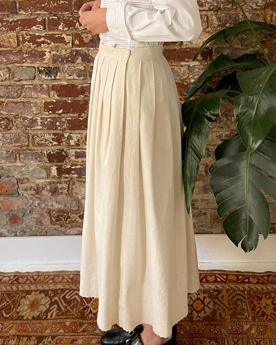 Vintage 1970s Does Edwardian Linen Petticoat Skir… - image 6