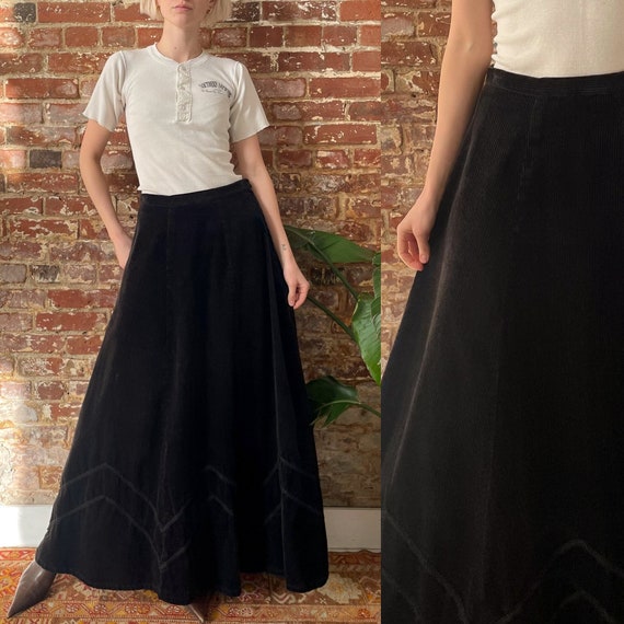 Black corduroy maxi skirt hot sale