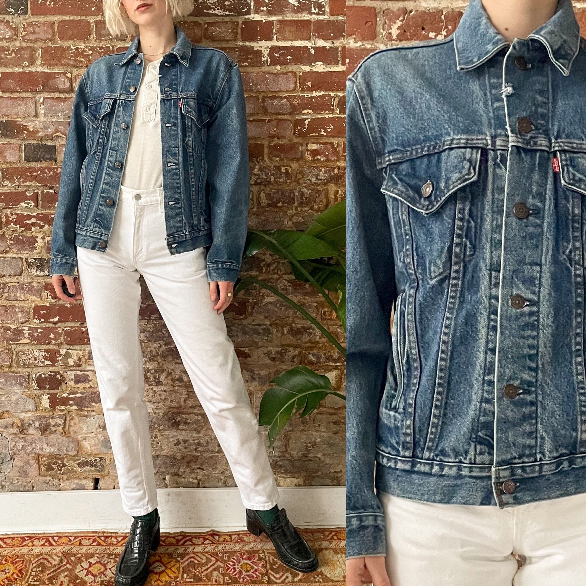 Vintage 70s Levi's Faded Medium Wash Trucker Denim Jacket - Made