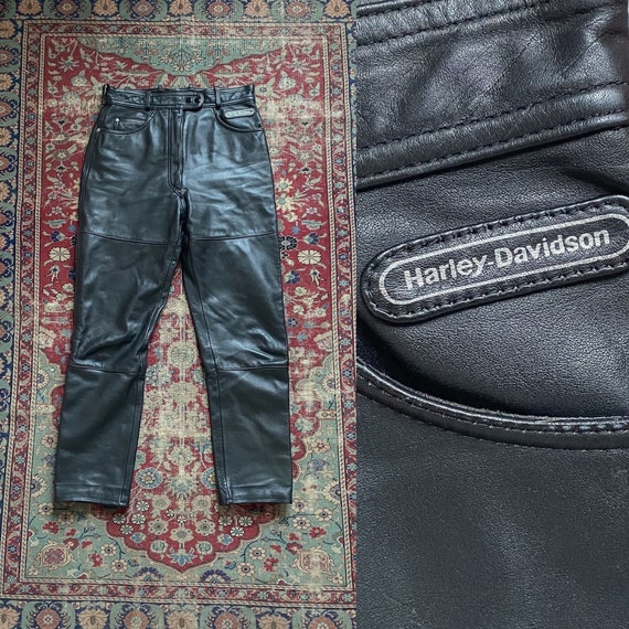 Vintage 1980s Harley Davidson Black Leather Pants