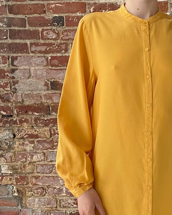 Vintage 1990s Sunshine Yellow Silk Tunic Blouse -… - image 8