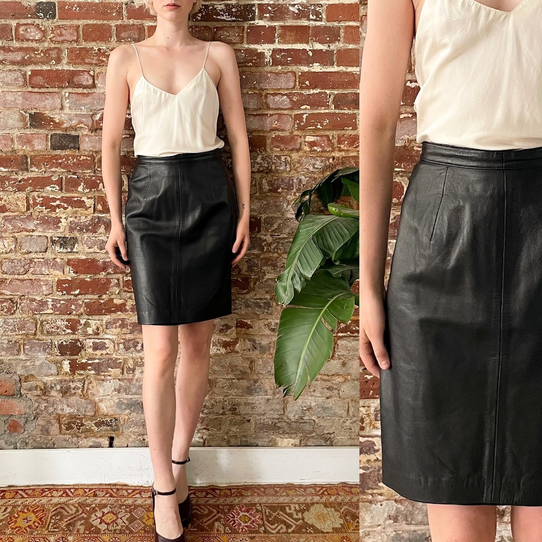 日本製 Buttery 1990s 1980s Vintage Soft Skirt Pencil Leather Black スカート