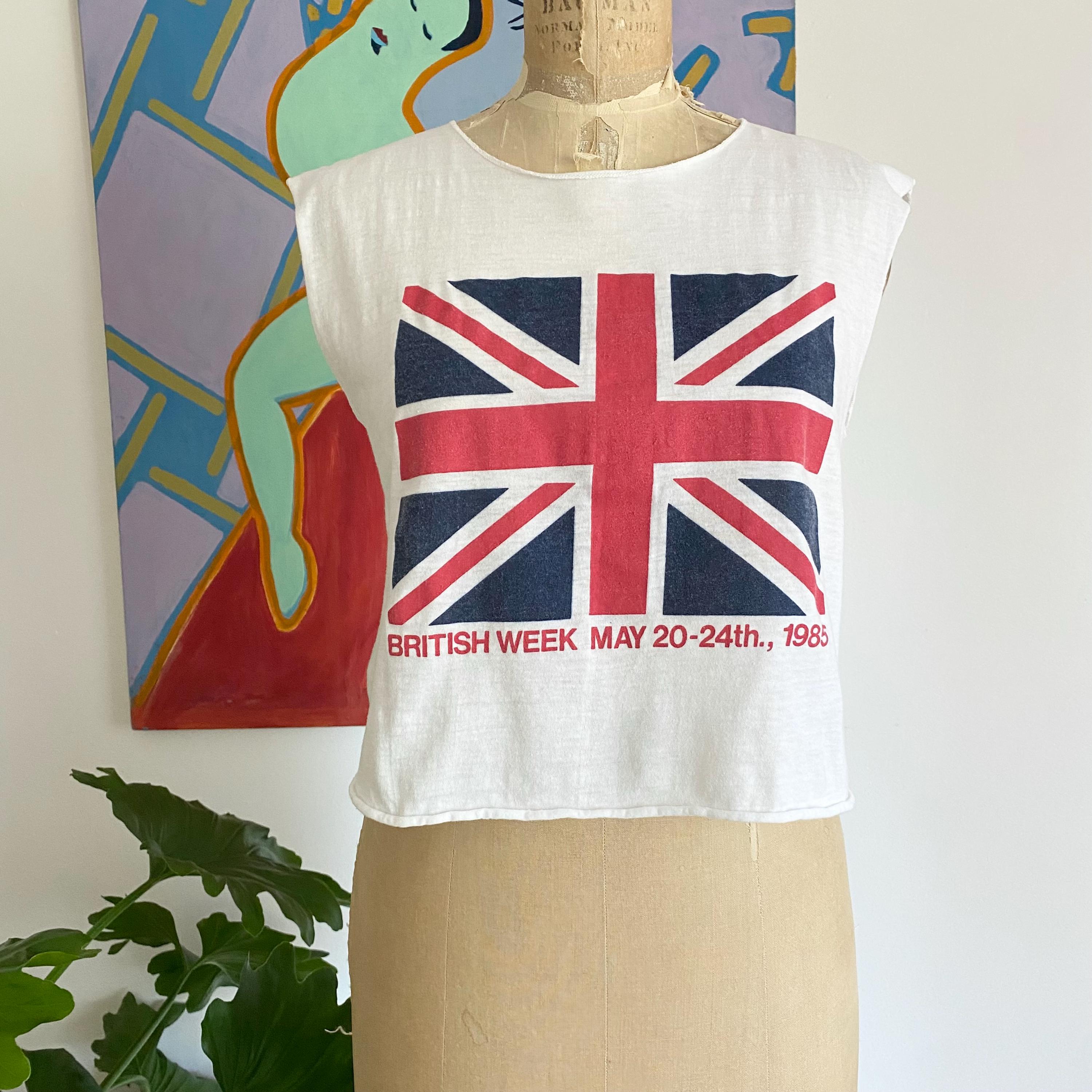 Vintage 1985 British Week Punk Union Jack Flag Sleeveless T