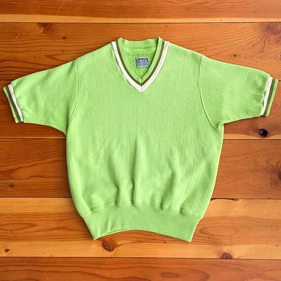 Vintage 1960s Stanfield's Pep Shirt - 60s Lime Green V Neck