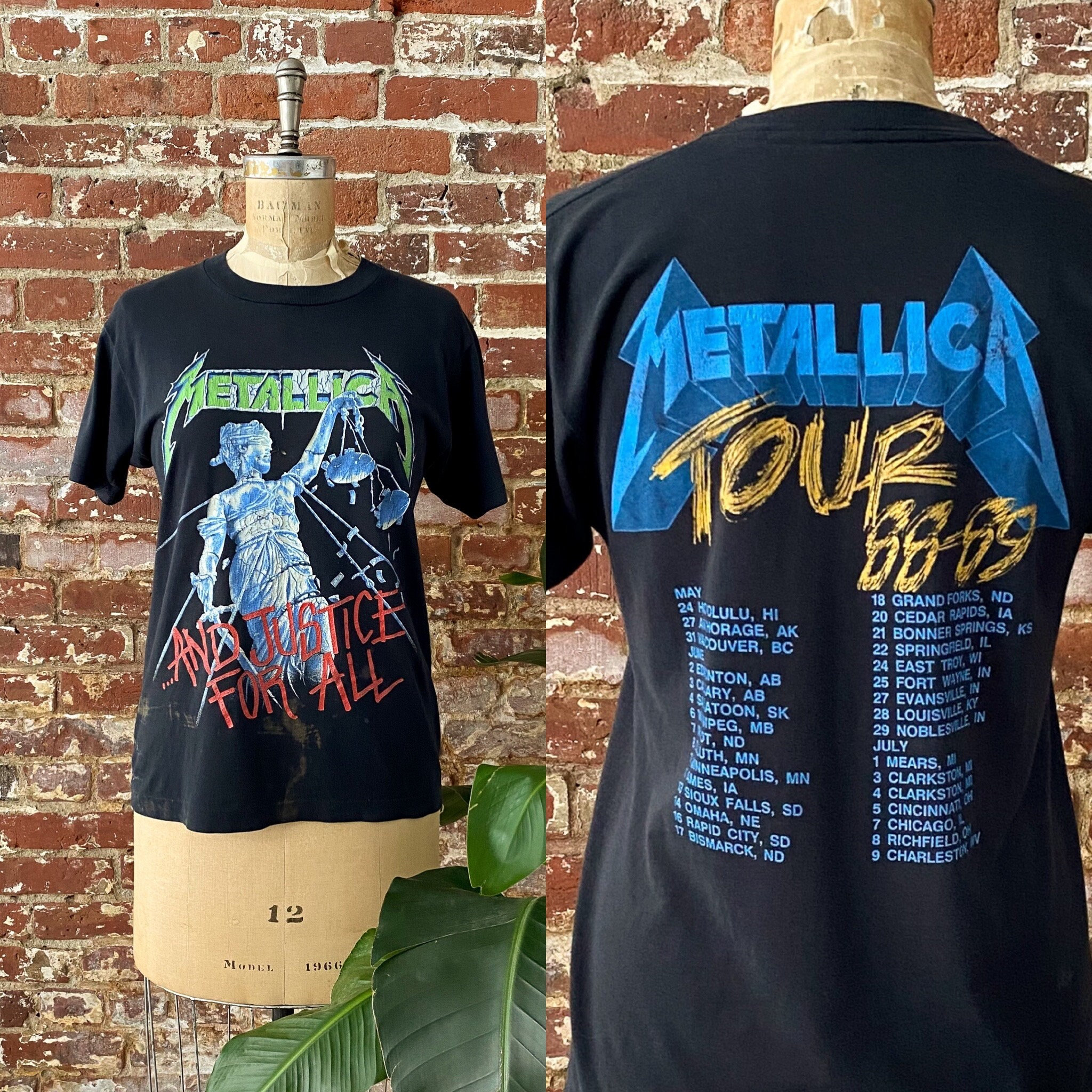bagageruimte Rood weduwnaar Vintage 1988 1989 Metallica Justice for All Tour T-shirt 88 - Etsy