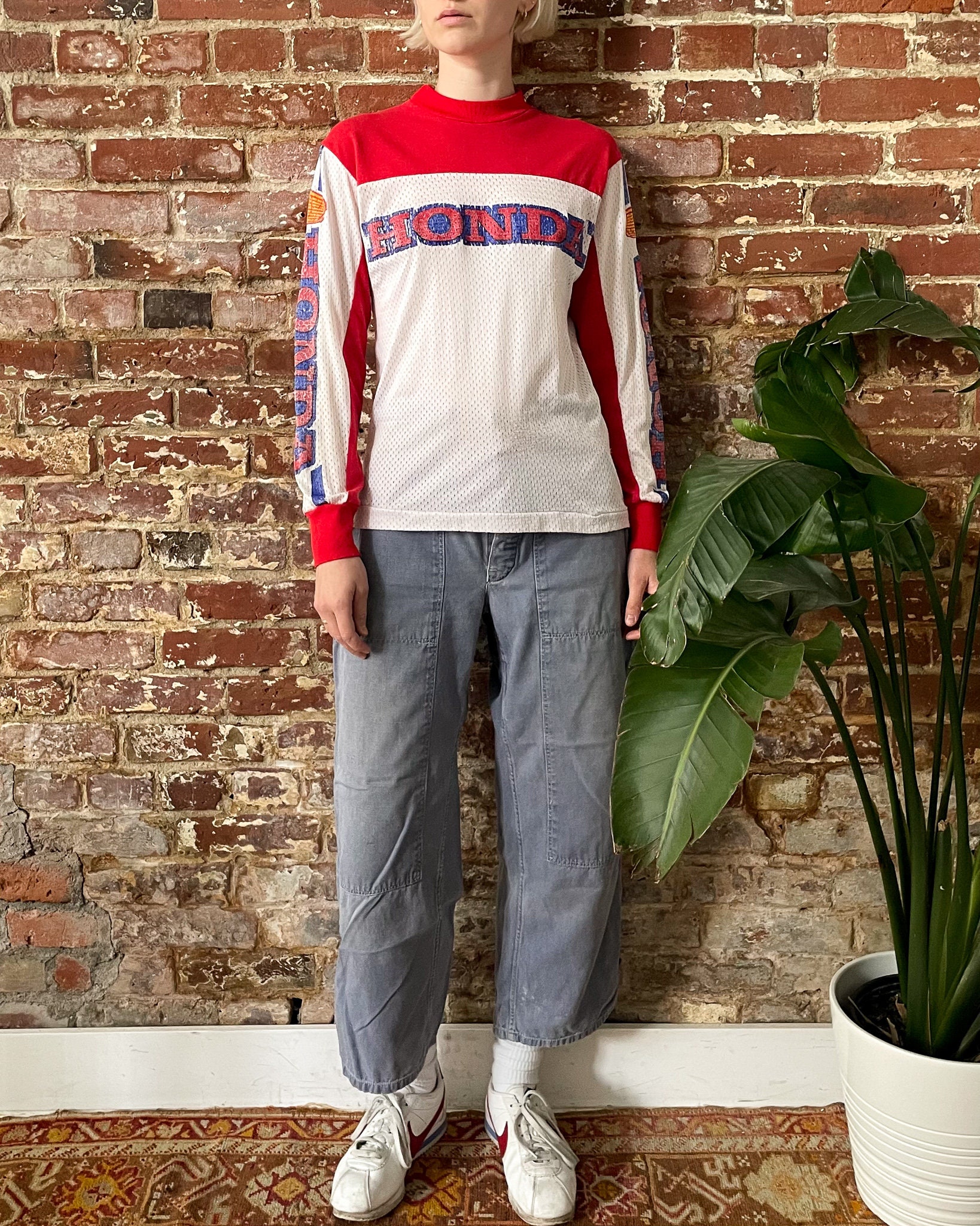 Vintage 1980s Honda Mesh Racing Jersey - 80s Red White Honda