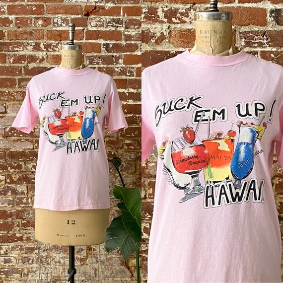 80年代ヴィンテージ「Suck 'Em Up!」ハワイお土産ベビーピンクTシャツ