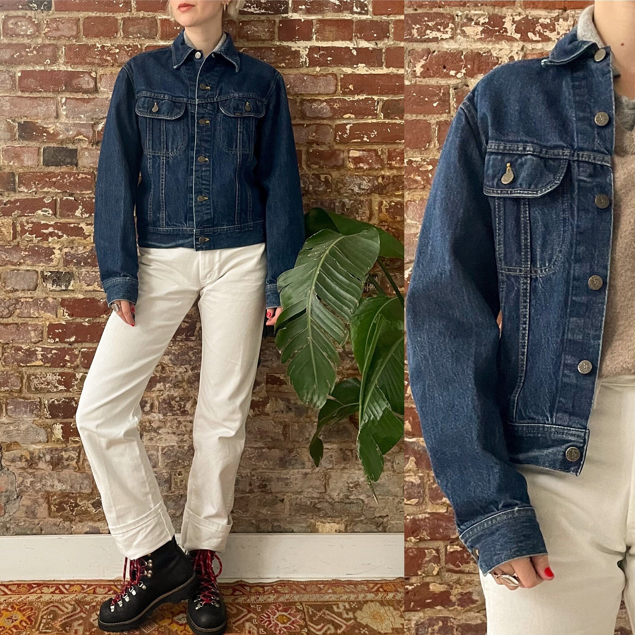 Vintage 1980s Dark Wash Lee Denim Trucker Jacket - 80s Lee Vintage 1980s Dark Wash Lee Denim Trucker Jacket - 80s Lee