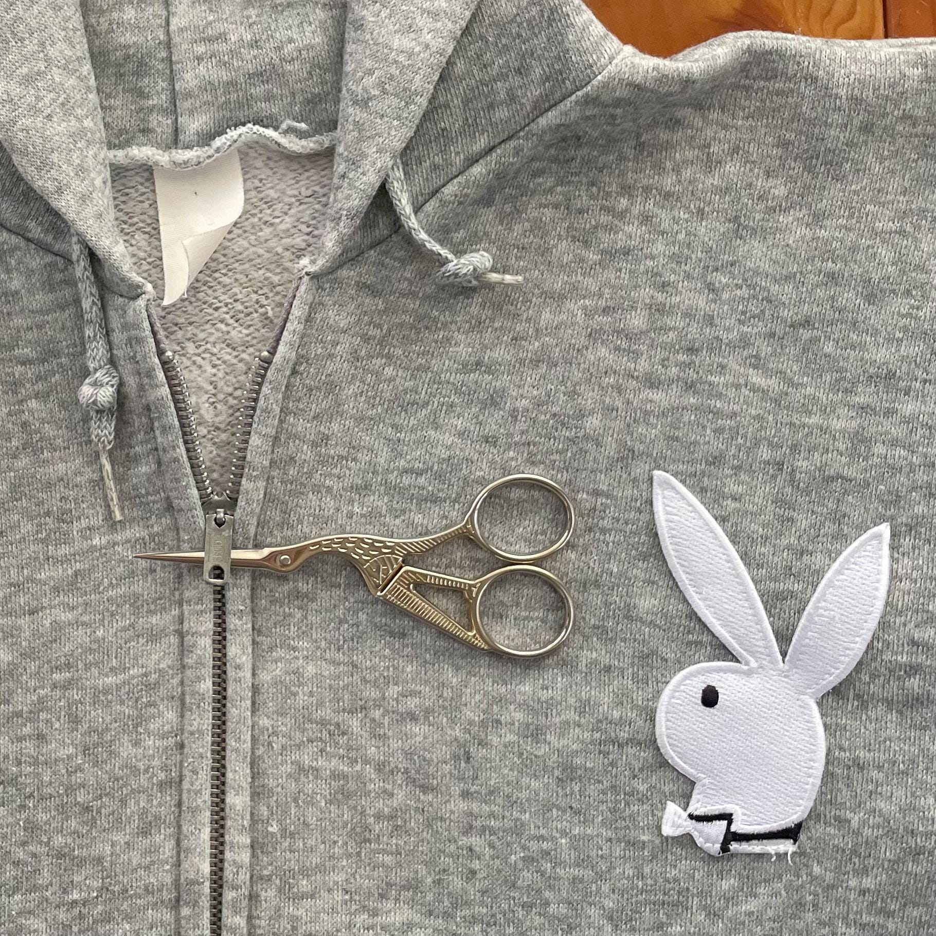 Sweat Capuche Zippé Playboy Vintage Gris - Taille M - Homme/Femme