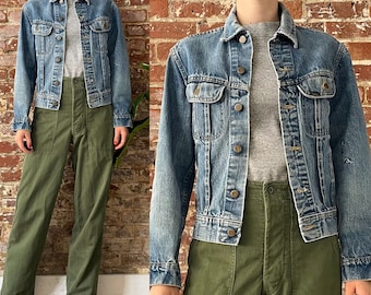 Vintage 1970s LEE Blue Jean Denim Jacket 70s Denim Jacket XS