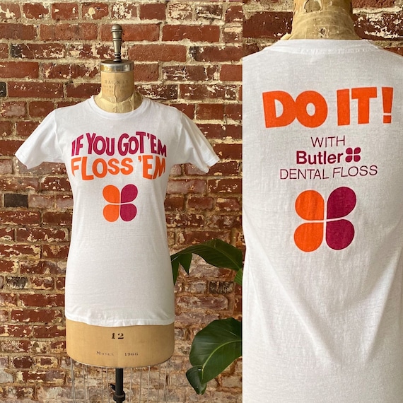 Vintage 1970s Butler Dental Floss T-Shirt - 70s I… - image 1