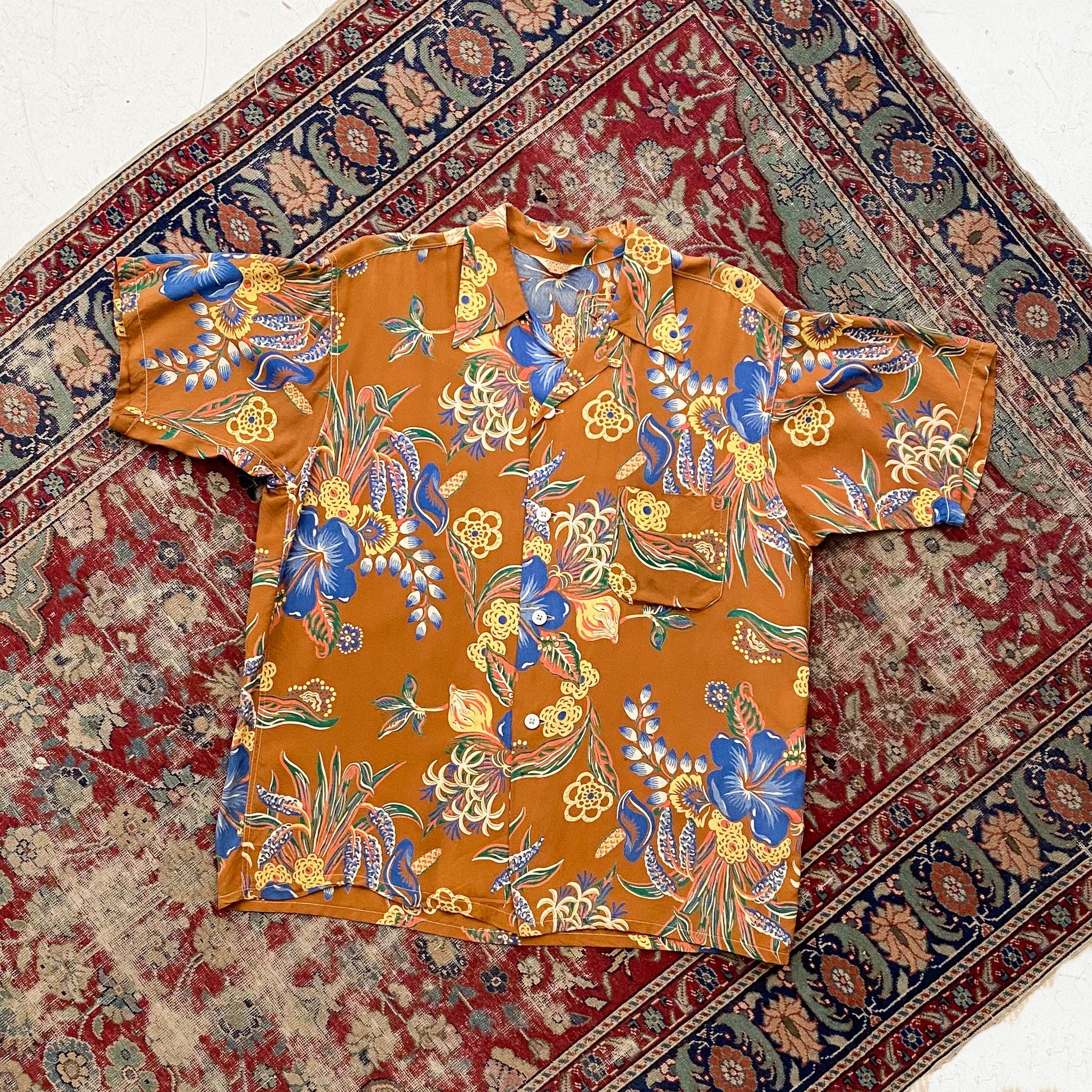 トップス 40s Pilgrim rayon shirt Vintage 1940s 