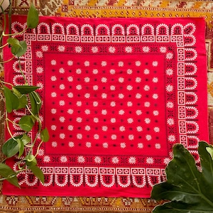 Vintage 1950er Jahre WPL 9939 Tiger Brand Fast Color Bandana - 40er 50er Tiger Brand Türkei Rot Floral Baumwollbandana - Soft Worn Cotton