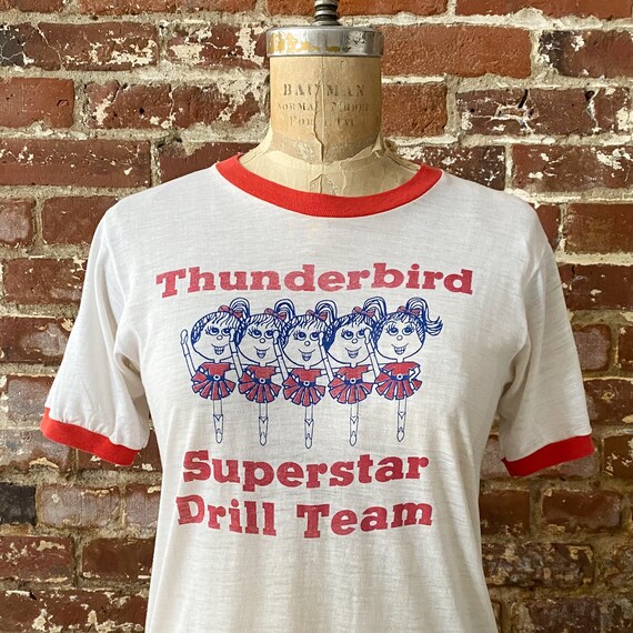 Vintage 1970s Thunderbird Superstar Drill Team Ringer… Gem