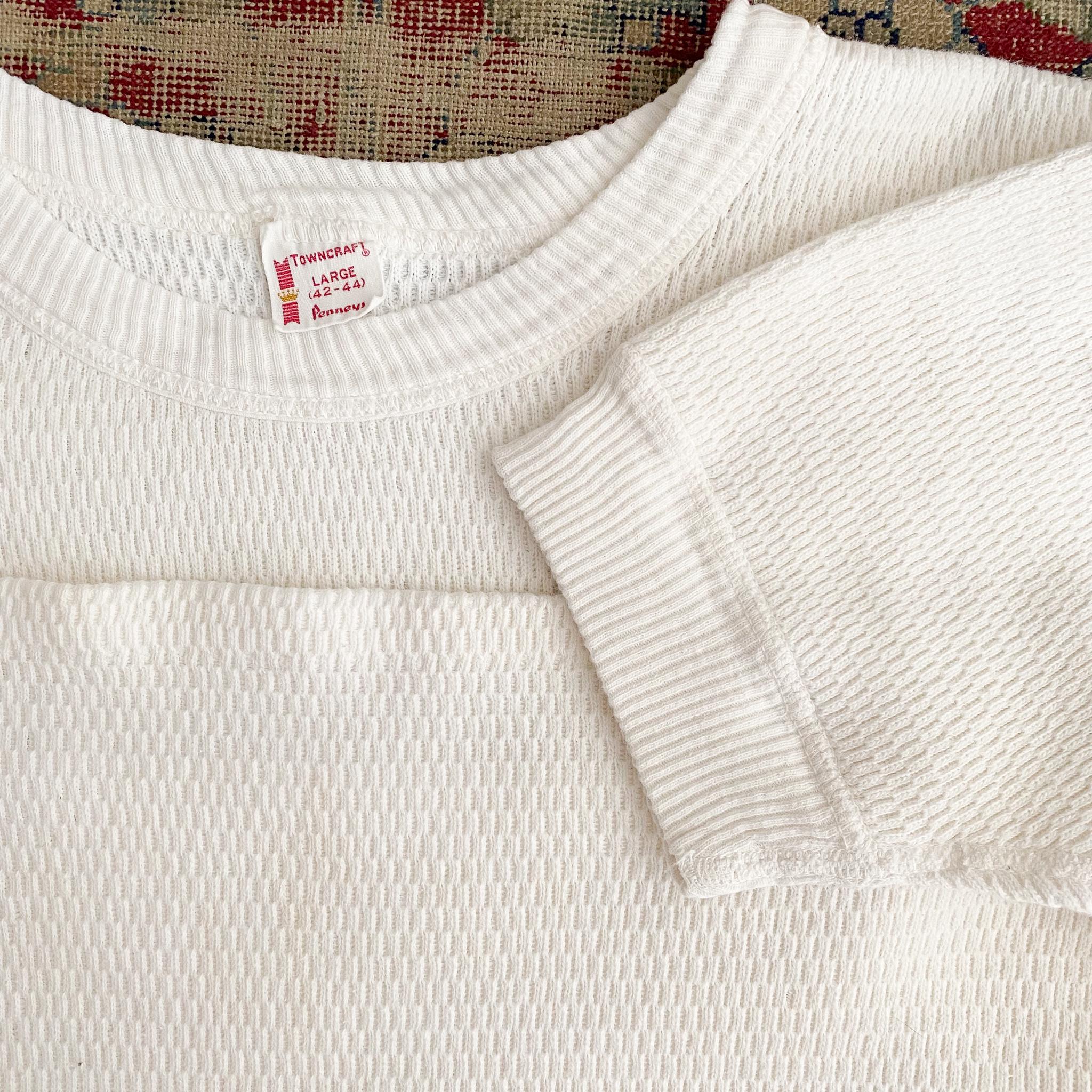 Vintage 1960s Penney's Towncraft White Waffle - 60s