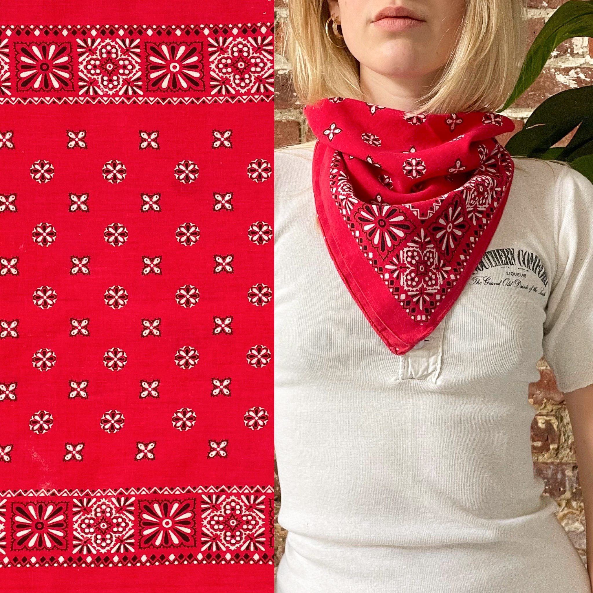 Vintage 1950s/1960s RN 13960 Fast Color Red Bandana - 50s