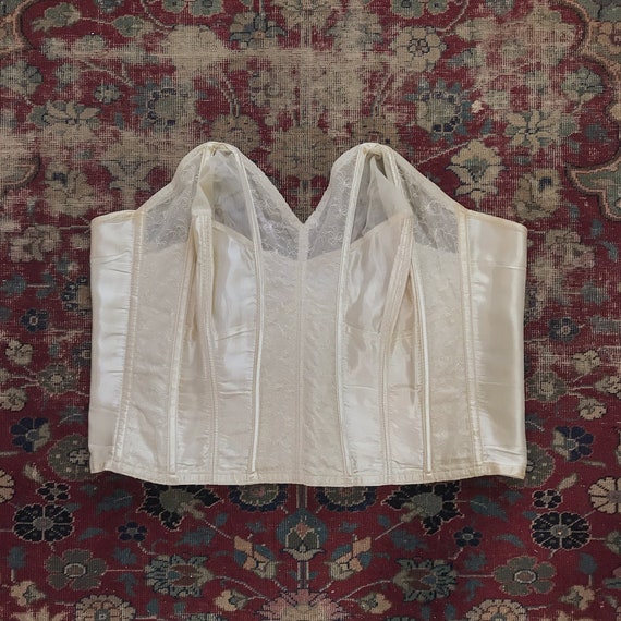 Vintage 1940s Cathedral White Satin & Lace Bustier