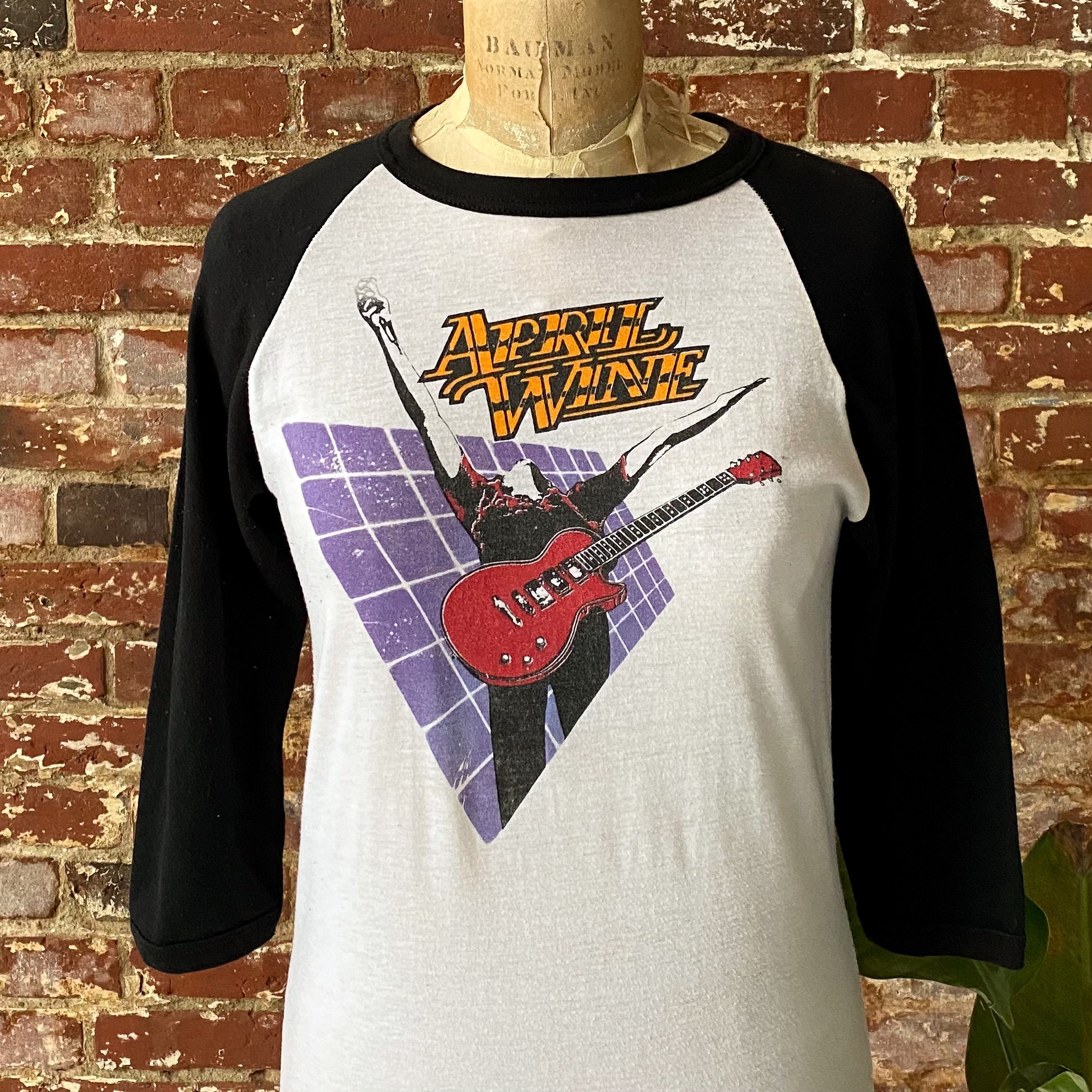 Vintage 1982 April Wine Power Play World Tour Raglan Tee - Single