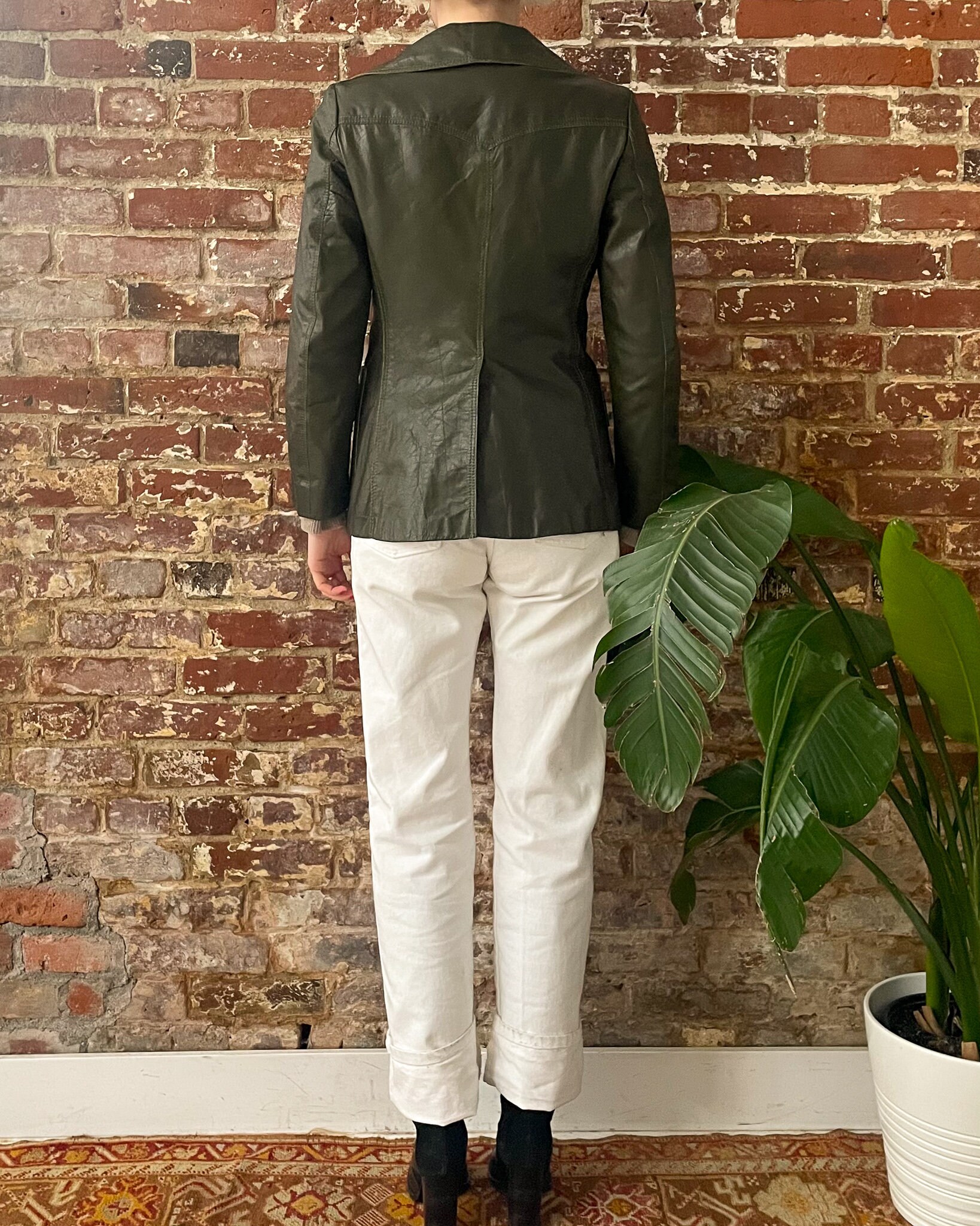Vintage 70s Olive Green Fitted Leather Jacket - Women's Small - Etsy