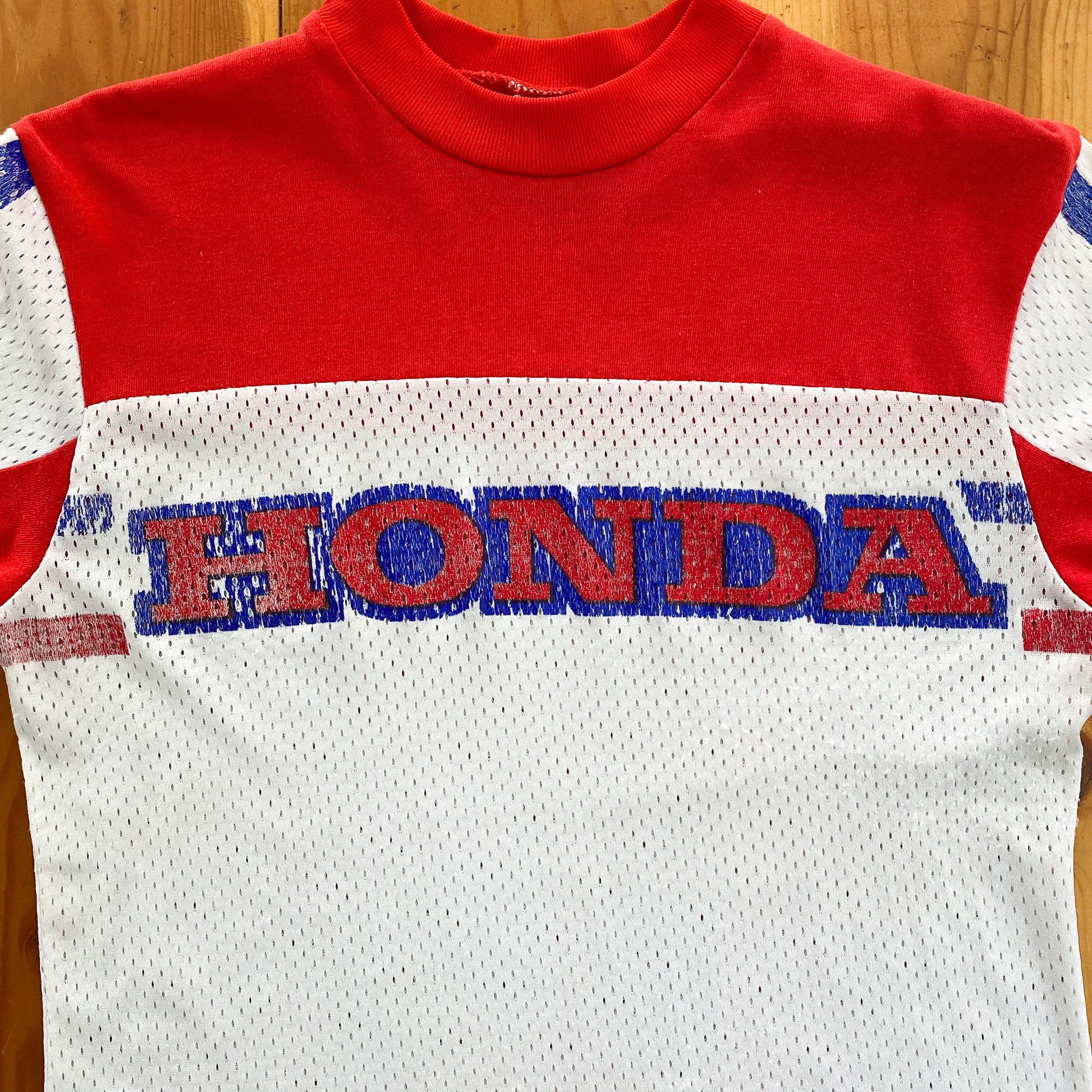 Vintage 1980s Honda Mesh Racing Jersey - 80s Red White Honda