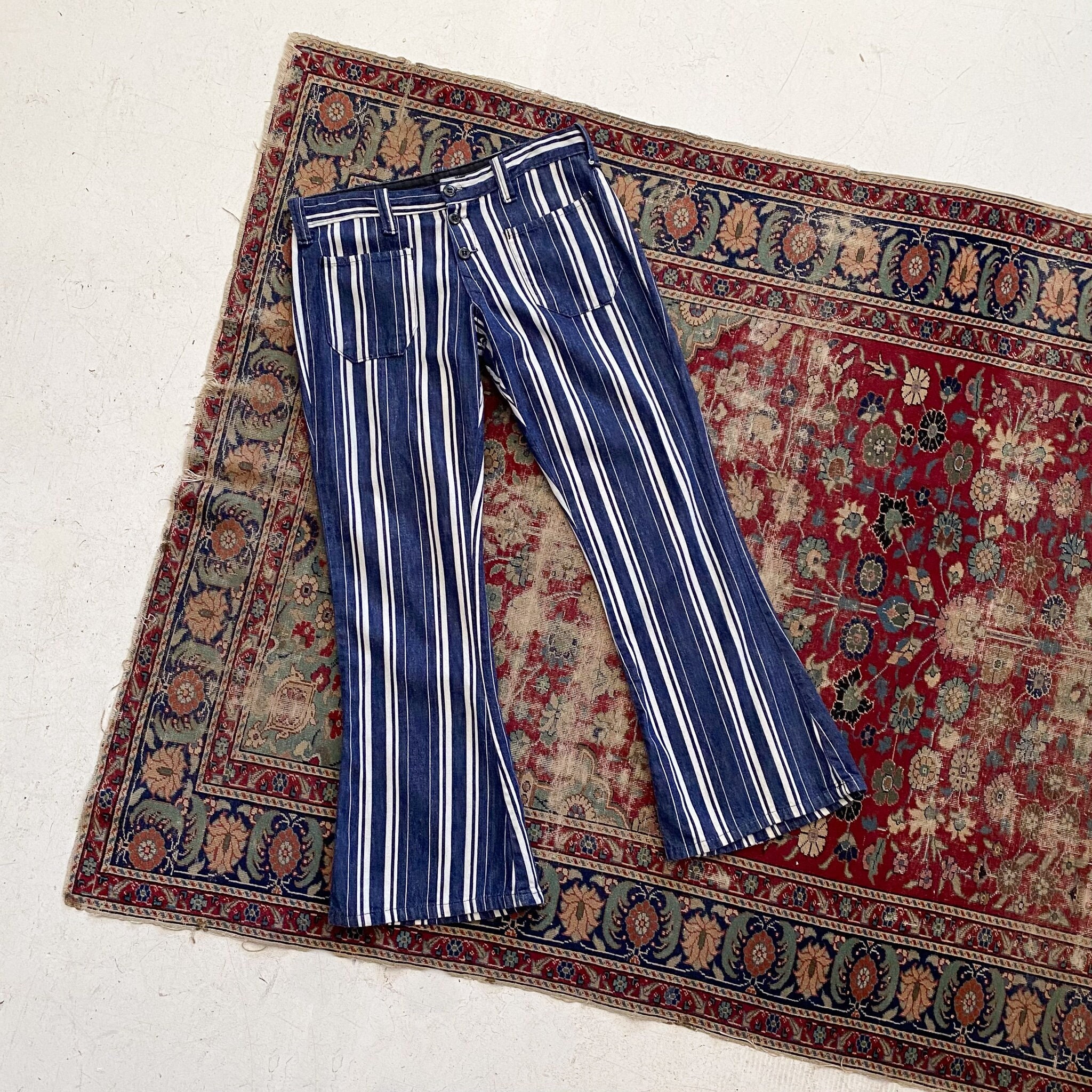 Flare striped best sale pants