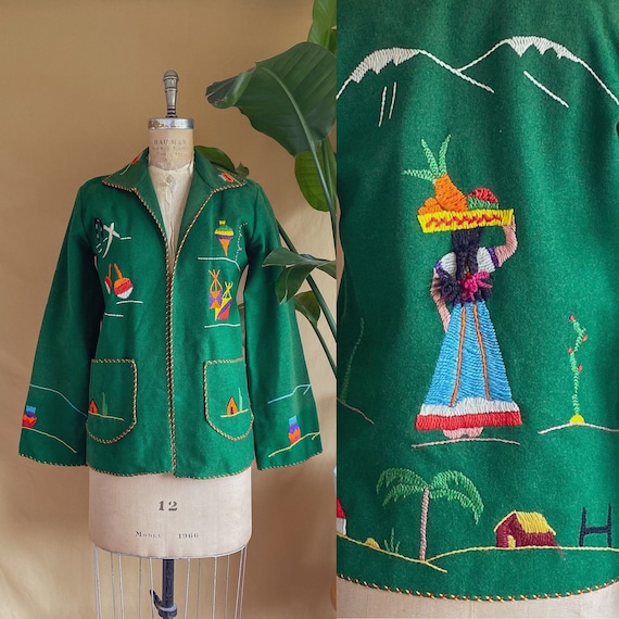 Vintage 1940s Embroidered Mexican Souvenir Jacket