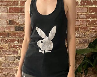 90s PLAYBOY ベロアスウェット archive y2k ヴィンテージ Vintage Y2K Playboy Bunny Black Ribbed Tank - 90s Playboy