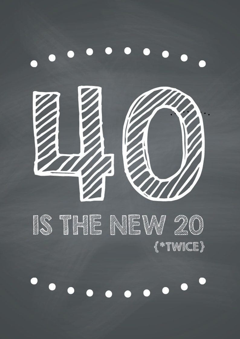 4x6 40 is the new 20 Printable Birthday Card FUNNY