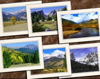 6 Nature Photo Note Cards 5"x7" Set W/Envelopes - Blank Nature Handmade Cards - Mountains, Lakes - (GP515)