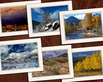 6 Nature Photo Note Cards 5"x7" Set W/Envelopes - Blank Nature Handmade Cards - Mountains, Lakes, Winter - (GP70)