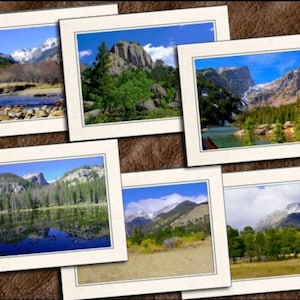 6 Nature Photo Note Cards 5"x7" Set W/Envelopes - Blank Nature Handmade Cards - Mountains, Lakes - (GP517)