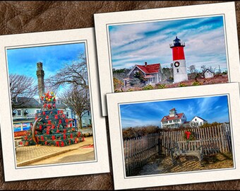 Cape Cod Christmas Note Cards Set - Cape Cod Photo Note Cards Set - 5x7 Provincetown Christmas Cards, Eastham Christmas Cards - GPXMAS