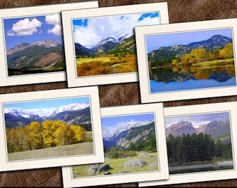 6 Nature Photo Note Cards 5"x7" Set W/Envelopes - Blank Nature Handmade Cards - Mountains, Lakes - (GP516)