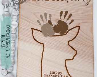 Herten Vaderdag Hand Print Art Laser Cut File SVG | Jacht Vaderdag Hand Print Art Laser Project