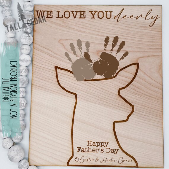 Deer Father's Day Hand Print Art Laser Cut File SVG | Hunting Father's Day Hand Print Art Laser Project