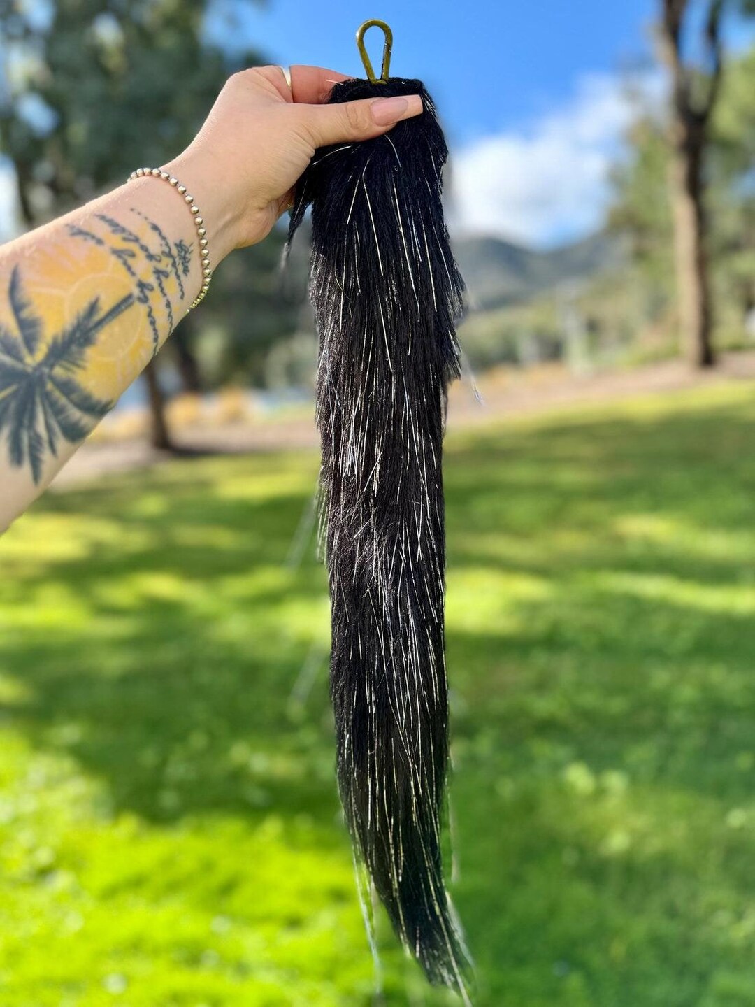 Black Tinsel Tail - Handmade Clip-on Animal Tails - Festival Fashion ...